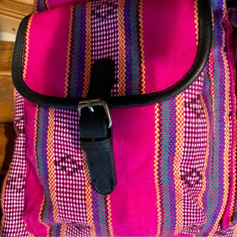 Hot Pink Striped Backpack - Picture 3 of 4